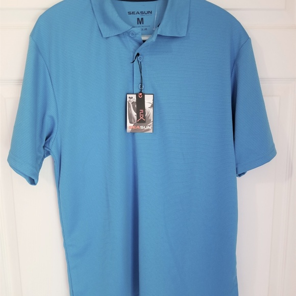 Sea Sun Polo NWT Medium Blue Short Sleeve Ribbed - Picture 3 of 6